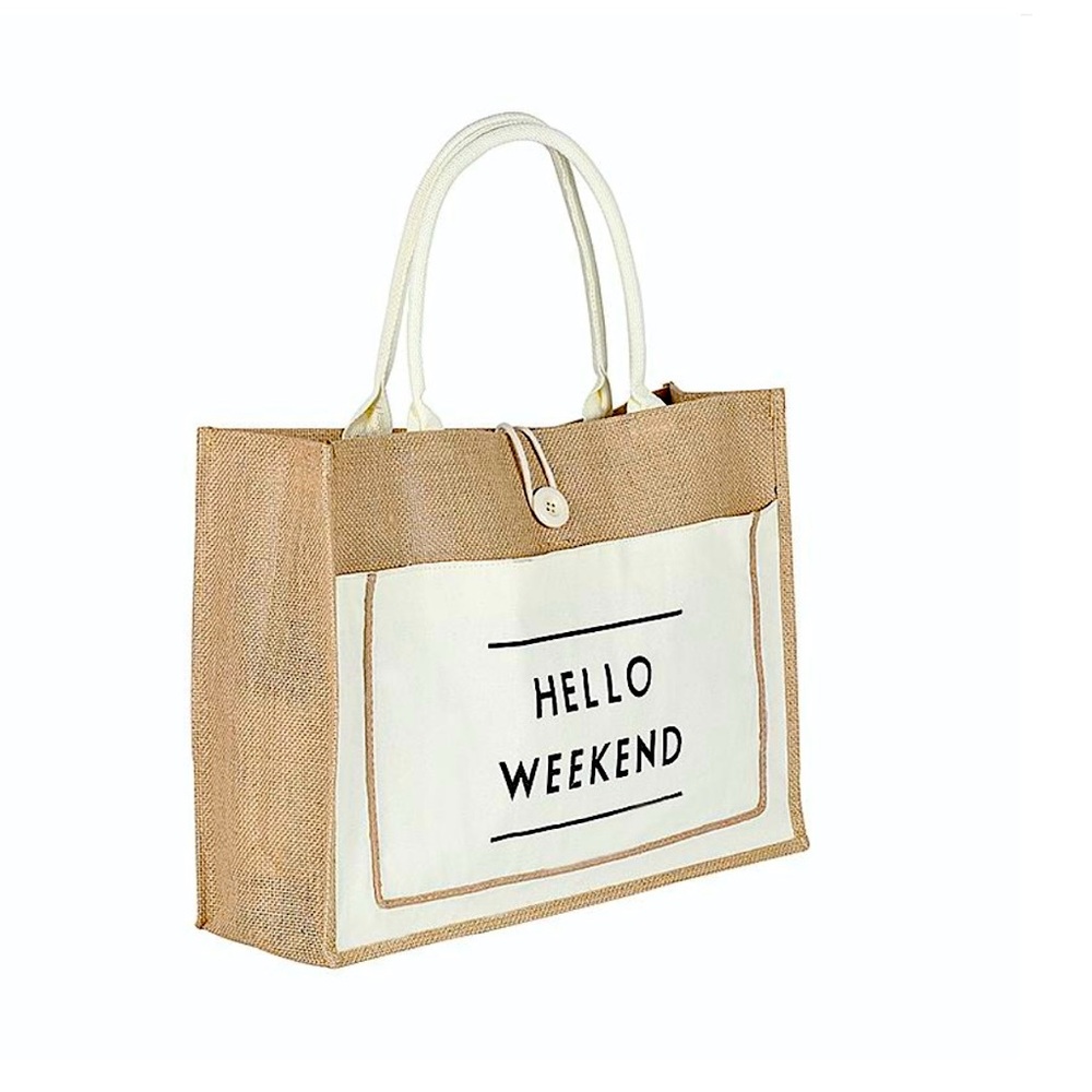 Hello Weekend Tan and Cream Tote Bag
Brand New
